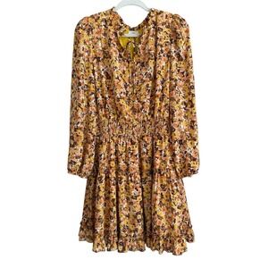 VOY Patricia Women's Tied Ruffle Accent Long Sleeve Swing Mini Dress‎ Size Large